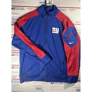 Nike Jacket Mens L Blue New York Giants NFL On Field Full Zip Dri Fit Athletic